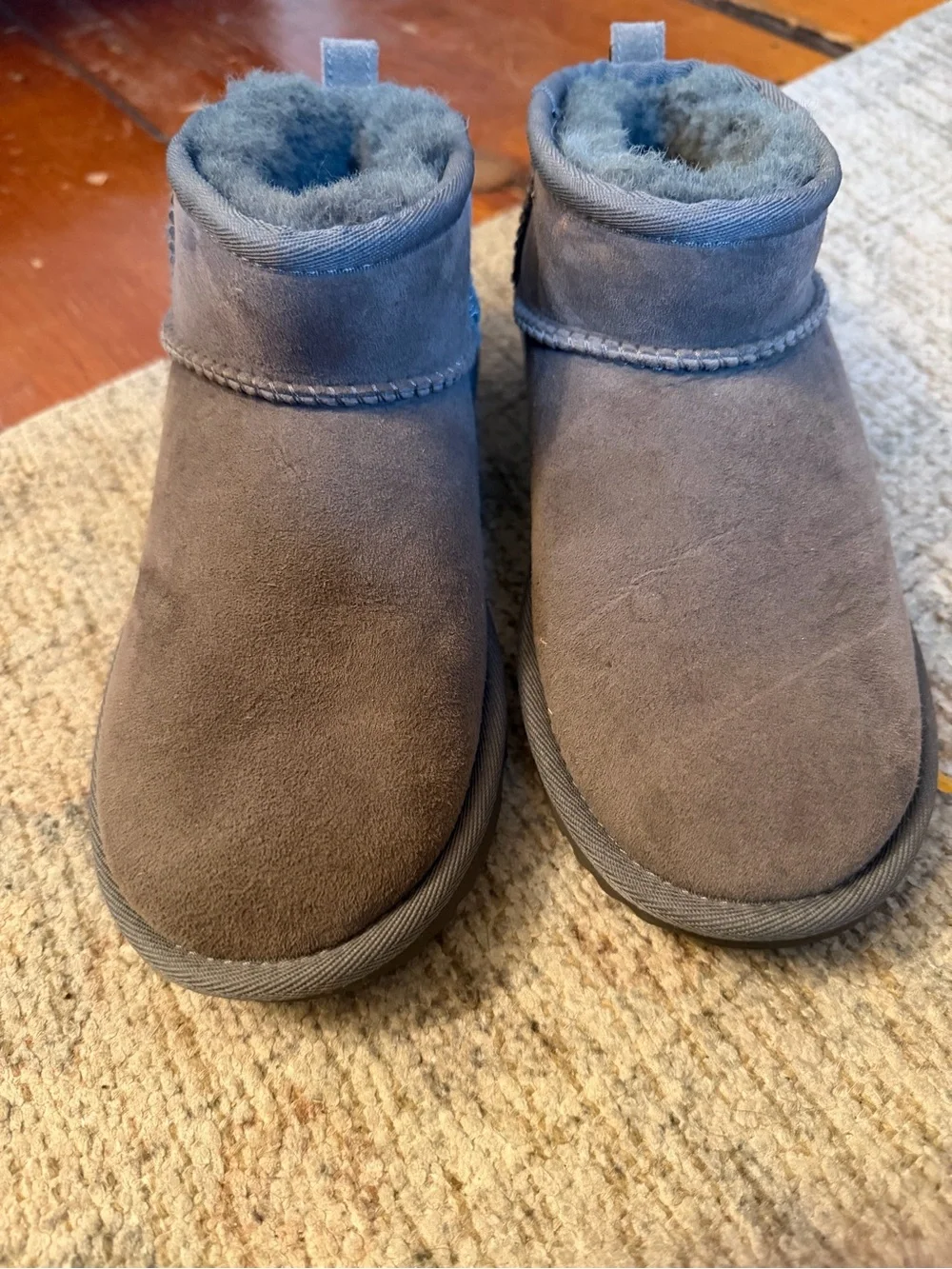 UGG Kids Cozy Suede One-Piece Booties in Gray